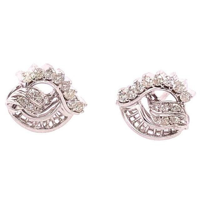 Modern 14 Karat White Gold Fashion Earrings With Diamonds 1.25 TDW For Sale - Image 3 of 9