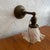 Antique Industrial Brass Wall Sconce With Frosted Ruffle Shade For Sale In New York - Image 6 of 11
