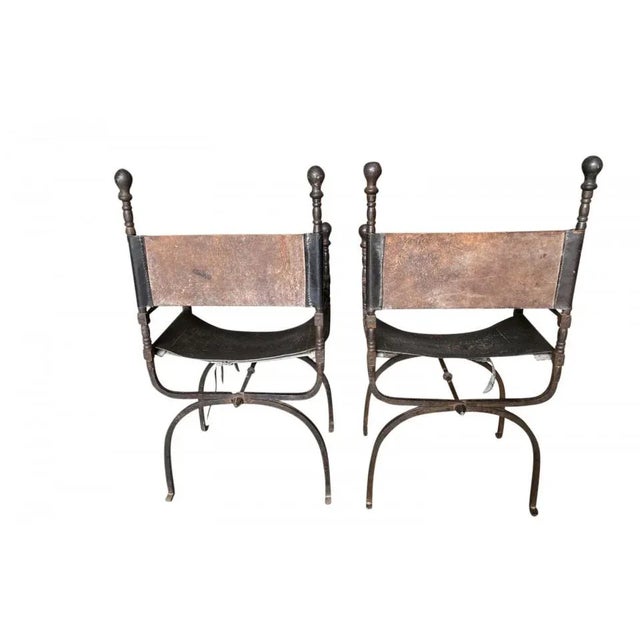 Metal Pair of Spanish 18th Century Armchairs For Sale - Image 7 of 13