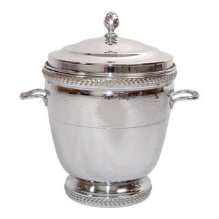 1940s Farber Brothers Krome Kraft Vintage Hammered Thermos Insulated Ice Bucket, American For Sale