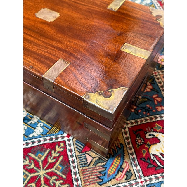 Brown 19th Century Campaign Lap Desk, Antique For Sale - Image 8 of 12