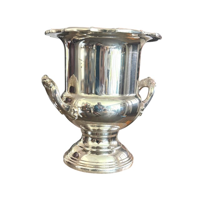 Leonard Vintage Leonard Silverplate Champagne Bucket Wine Cooler With Rococo Scroll Handles - 10” Tall For Sale - Image 4 of 7