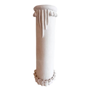 Whimsical Vintage Bisque White Studio Pottery Vase For Sale