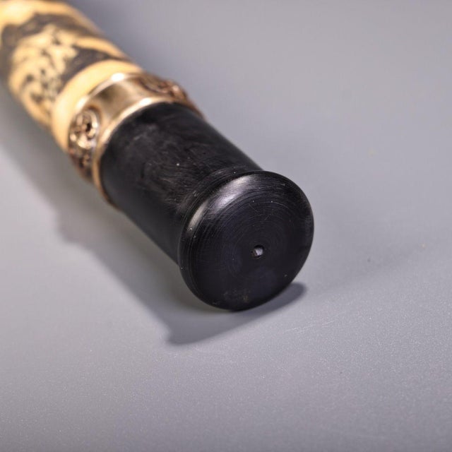 Late 19th Century Late 19th Century Carved Bone Opium Pipe With Silver Mounts, 640g For Sale - Image 5 of 10