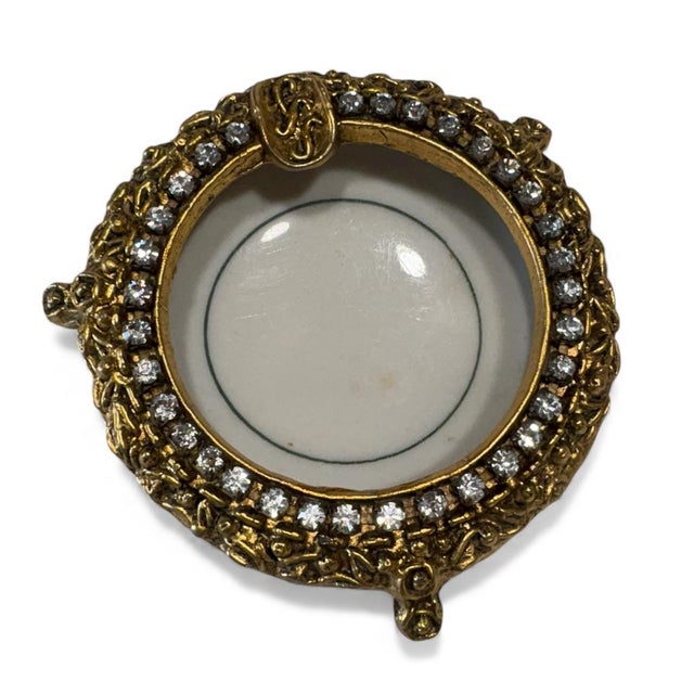 Gold 1920s Regency “Celeste” Rhinestone and Glass Ashtray/Trinket Dish (Set of 2) For Sale - Image 8 of 12