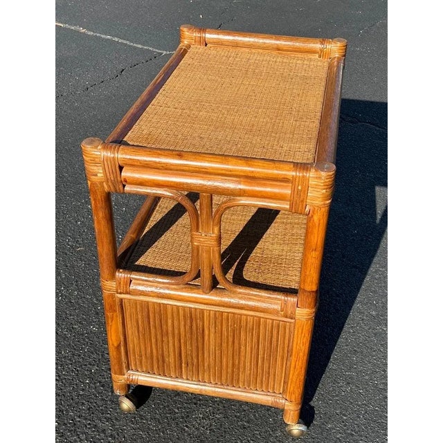 Boho Chic Rattan and Wicker Bar Cart For Sale In New York - Image 6 of 13