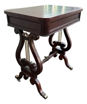 Mid 20th Century Vintage Regency Style Flame Mahogany Lyre Base Side Table