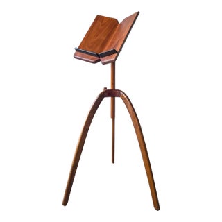Sculpted Walnut Studio Craft Music Stand, Signed For Sale
