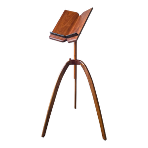 Sculpted Walnut Studio Craft Music Stand, Signed