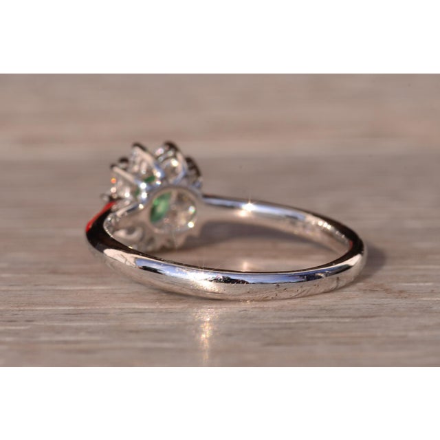 2000 - 2009 The 89th Avenue: Natural Emerald and Diamond Halo Ring in White Gold For Sale - Image 5 of 10