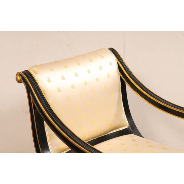 Mid 20th Century French Gold & Black Chairs with Carved Eagles - a Pair For Sale - Image 9 of 11