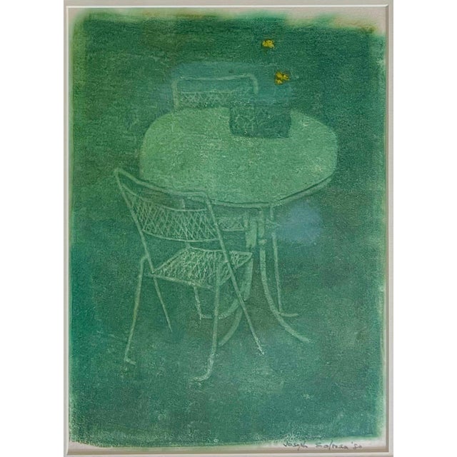 Joseph Solman, Monotype Print Painting Garden Scene Table Chair Joseph Solman American Art WPA, 1980 For Sale In Miami - Image 6 of 13