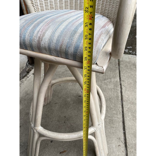 Bentwood Whitewash Wicker Rattan Swivel Bar Stools Set of 3 Chairish