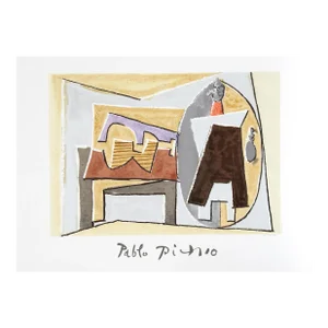 1980s "Nature Morte a la Guitare et Pulcinella" Lithograph After Pablo Picasso