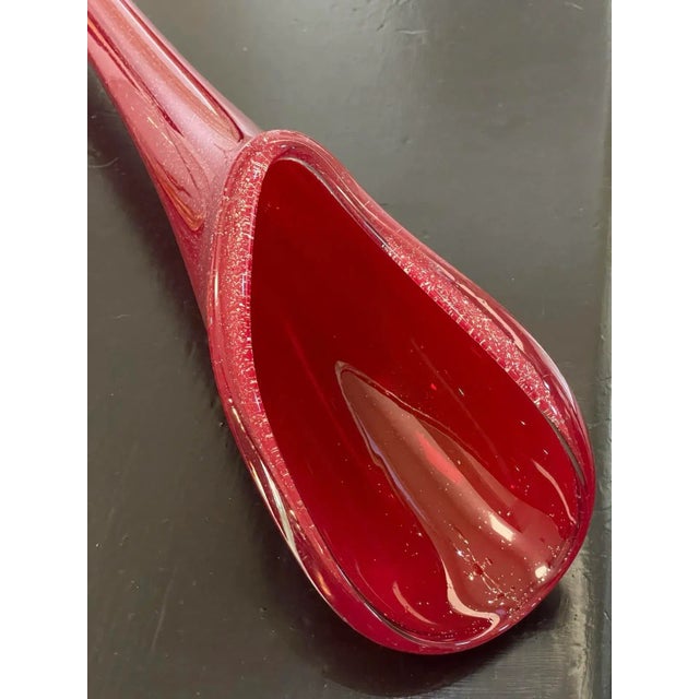45” Tall Mid Century Modern Italy Aventurine Glass Floor Vase Red With Silver Flecks For Sale - Image 9 of 12