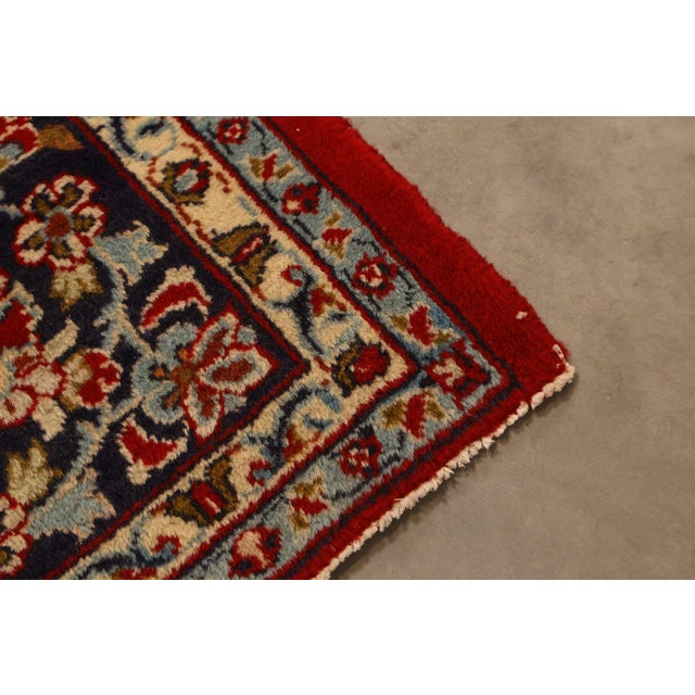 Red Hand Knotted Persian Style Vintage Wool Area Rug Red Field Floral Medallion For Sale - Image 8 of 18