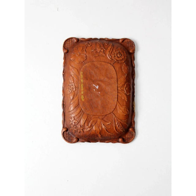 Wood Vintage Syroco Style Floral Composite Wood Tray For Sale - Image 7 of 9