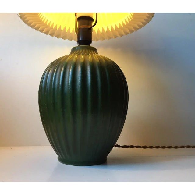 Green Ceramic Table Lamp by Michael Andersen, 1930s For Sale - Image 3 of 17