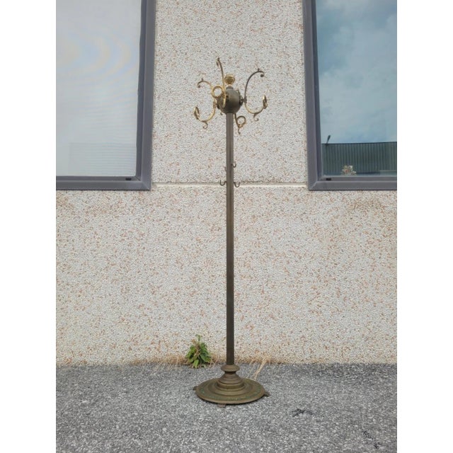 Floor Coat Rack in Gilt Brass and Bronze, 1970s For Sale - Image 12 of 12