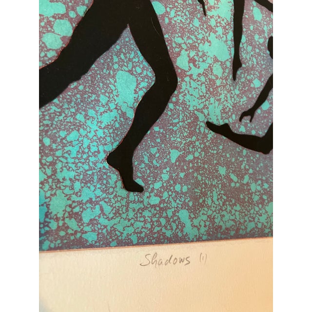 1980’s Original Abstract Expressionist Colored Etching Print “Shadows 1”3 Female Dancing Figures Signed For Sale - Image 4 of 5