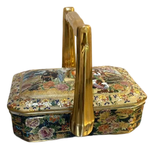 Chinese Satsuma Gilt Ceramic Handled Box
