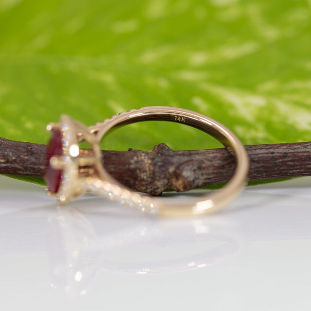 1.9Ct Gia Certified Mozambique Ruby Ring With Natural Diamonds Accents: 14k Gold, Size 6.75 For Sale - Image 10 of 10