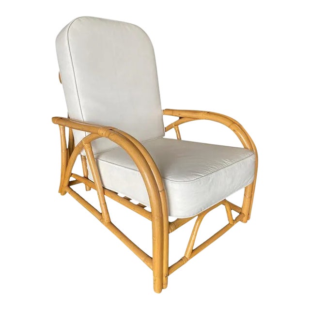 Restored 1940's Transition Rattan Recliner Lounge Chair For Sale