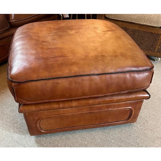 Mid-Century Modern 1970s French Leather Ottoman Attributed to Roche Bobois For Sale - Image 3 of 5