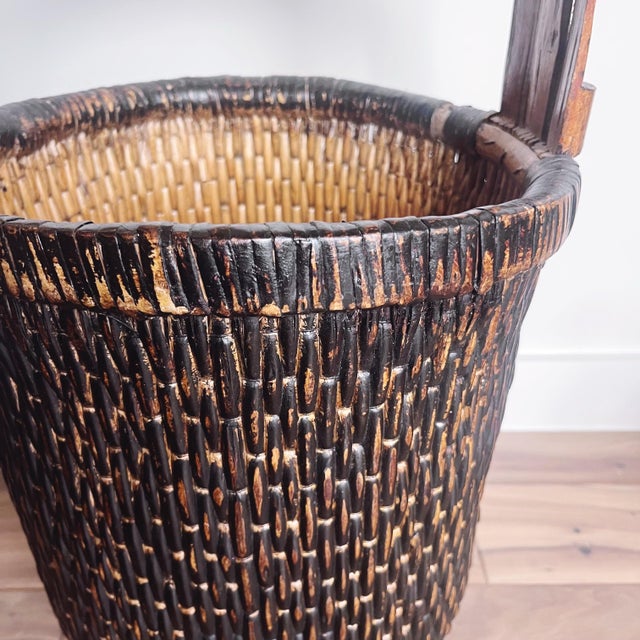 Antique Chinese Handwoven Fisherman’s Basket For Sale - Image 4 of 7