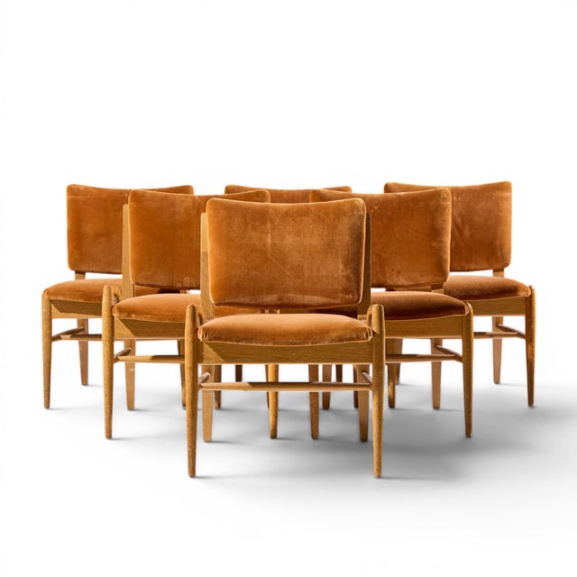 John Keal for Brown Saltman Mid Century Bleached Mahogany Dining Chairs - Set of 6 Each armless chair measures: 20.75 wide...