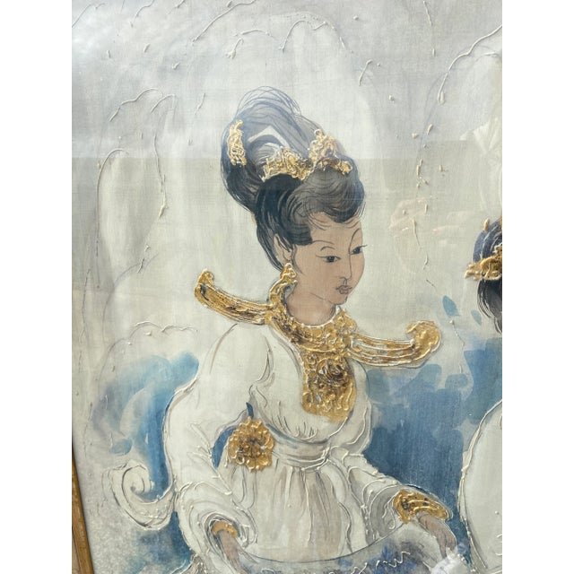 White Mid 20th Century Asian Geisha Lady Signed Painting Massive Size For Sale - Image 8 of 11