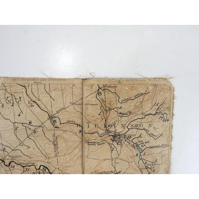 Shabby Chic Nicholville New York 1921 Us Geological Survey Folding Map For Sale - Image 3 of 5