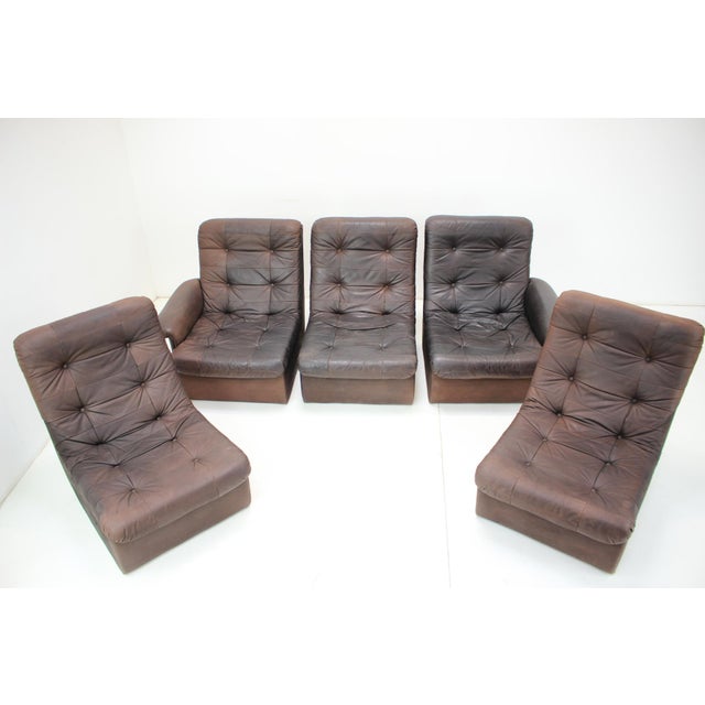 Animal Skin Modular Five Seater Sofa in Leather, 1980s, Set of 5 For Sale - Image 7 of 18