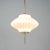 Metal Mid-Century Ribbed Milk Glass & Brass Globe Pendant Attributed to Stilnovo For Sale - Image 7 of 18