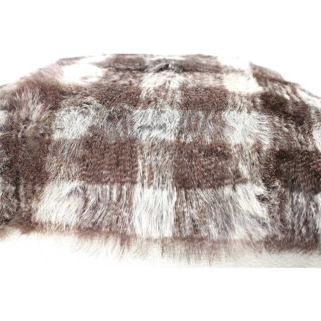 Dyed Check Buffalo Plaid Natural Fur Pillow For Sale - Image 10 of 12