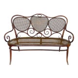 Late 19th Century Vintage Gebruder Thonet Bentwood Austrian Art Nouveau Settee For Sale