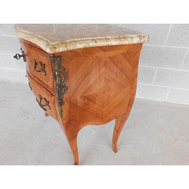 French Louis XV Style Marble Top Vintage 2 Drawer Commode 31.25"w For Sale - Image 13 of 17