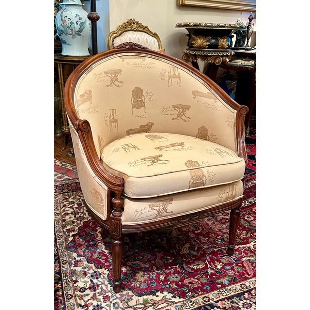 French Louis XVI Style Bergere Armchair. For Sale - Image 13 of 16