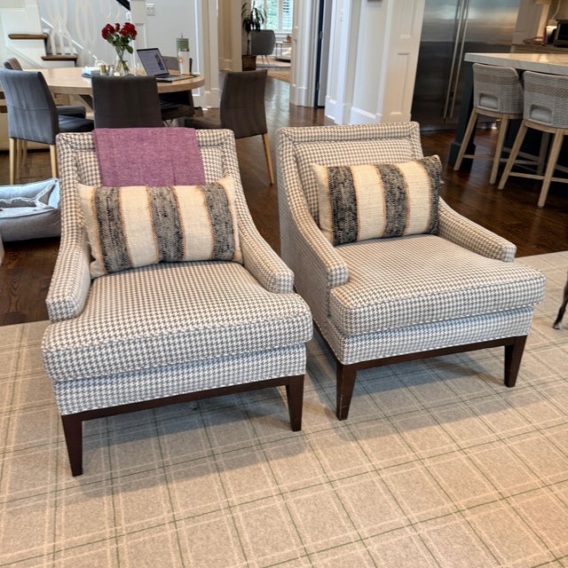 2010s Pair Mitchell Gold Houndstooth Chairs For Sale - Image 5 of 12