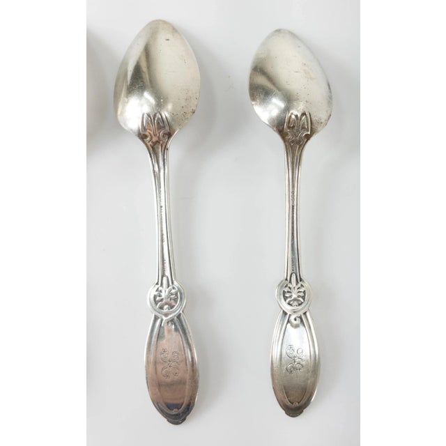 Metal 19th Century Set of 4 American Sterling Silver Union Pattern Spoons by Wendt & Co. For Ball Black & Co. For Sale - Image 7 of 10