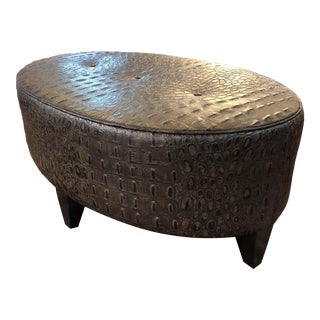 Omnia Main St. Oval Alligator Design Leather Ottoman For Sale