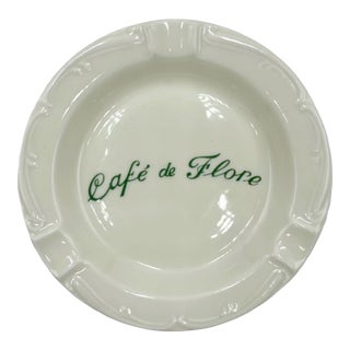 Vintage Cafe De Flore Paris Restaurant Porcelain Ashtray Dish France For Sale