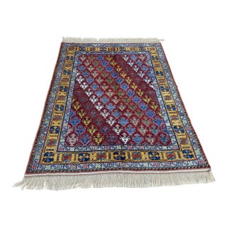Vintage Shirvan Wool Rug, Red Floral Sprig For Sale