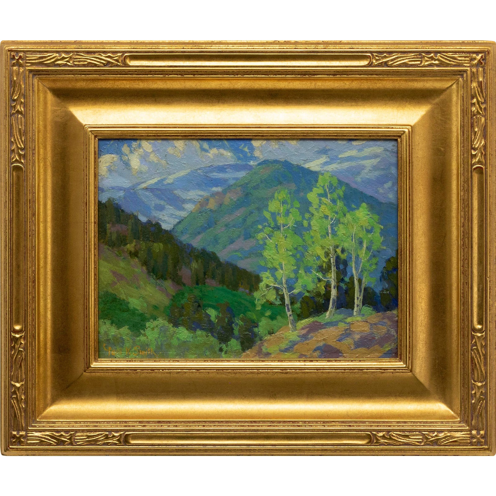 1930s Original Colorado Mountain Landscape Oil Painting By Paul