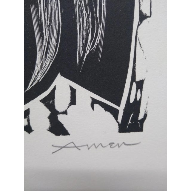 Abstract Expressionism Irving Amen Woodcut "Moses" Original Woodblock Signed & 109/200 For Sale - Image 3 of 4