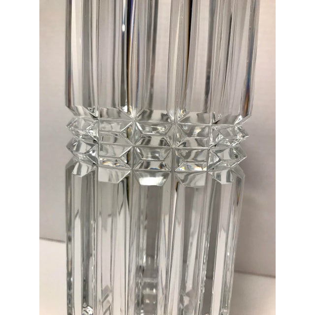 Transparent Mid-Century Modern Vertical Cut Crystal Vase For Sale - Image 8 of 9