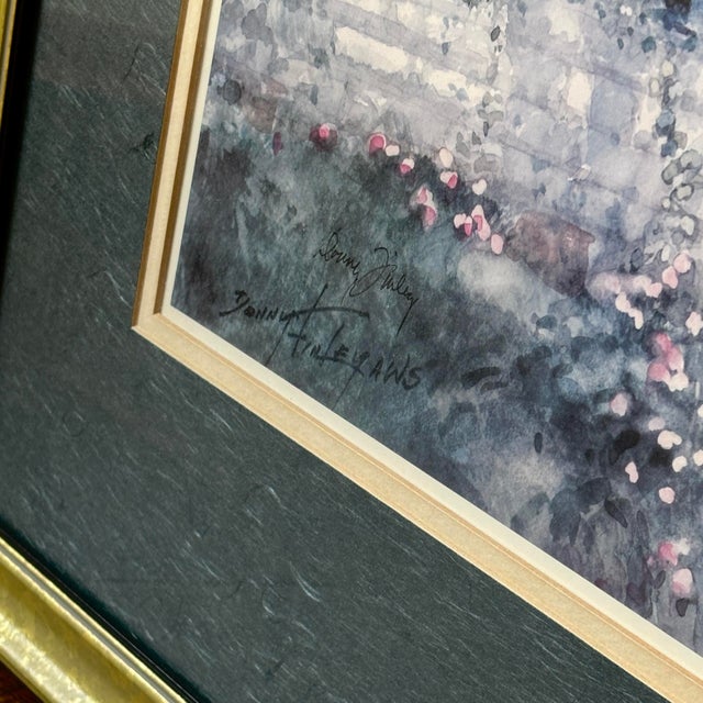 French Country Vintage Donny Finley "Climbing Roses" Framed Print, Franklin Picture Co. Aws Signed Gold Giltwood Art For Sale - Image 3 of 5