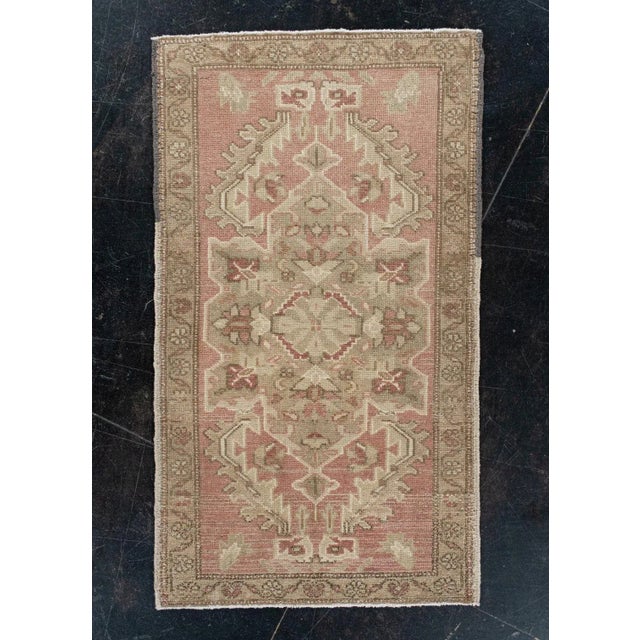 Oriental Hand Knotted Vintage Turkish Mini Rug 1'9" x 3' For Sale In Houston - Image 6 of 6