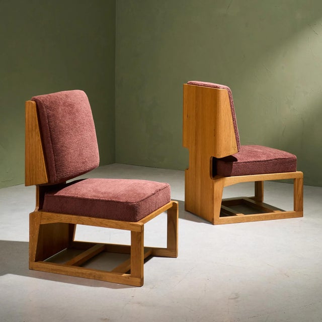Cubist Slipper Lounge Chairs in Oak, France, Set of 2 For Sale - Image 11 of 11