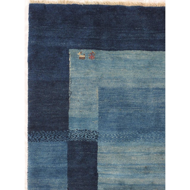 Contemporary Vintage Hand-Knotted Persian Gabbeh Rug 4'9" X 6'10" For Sale - Image 3 of 5